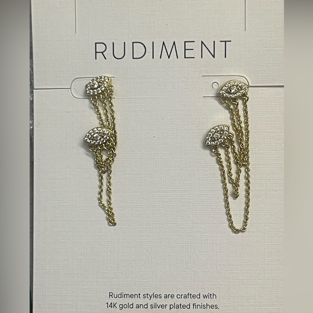 NEW, Rudiment Valencia Evil Eye Chain Drops Earrings